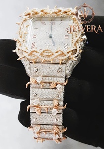 Hip Hop Moissanite Diamond Watch Luxury Bling Men's Wristwatch with Durable Stainless Steel Case for Everyday Wear - Product Image 3
