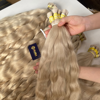 Extensions de cheveux naturels bruts vietnamiens en vrac, texture ondulée, cuticules alignées, prix de gros