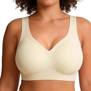 Sujetador deportivo sin costuras transpirable de talla grande para mujer, espalda cruzada, copa completa, sin aros, de Spandex/Nylon sólido, con tirantes ajustables y convertibles - Product Image 1