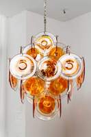 Lustre en verre de Murano Aurora Gold avec télécommande, hauteur réglable, pour usage hôtelier