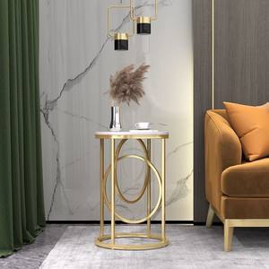 Mesas Auxiliares de Metal de Diseño Único con Tapa de Mármol, Mesa Auxiliar de Metal Chapada en Oro para Sala de Estar, Salón, Oficina, Mesa de Centro - Product Image 4