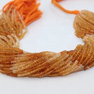 Perles rondes facettées de qualité AAA, 4 mm, teinte citrine naturelle, brin de 13 pouces, poids personnalisable pour la fabrication de bijoux - Product Image 1