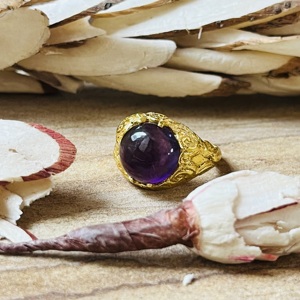 Bague en laiton améthyste de qualité supérieure 2026, style vintage céleste, plaquée or 18 carats, bague tribale audacieuse, vente en gros pour femmes - Product Image 3