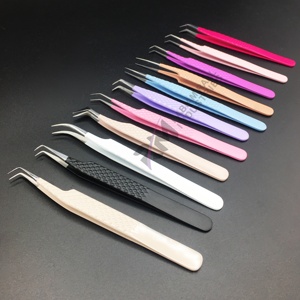 แหนบต่อขนตาเคลือบสี 4 สี รุ่น RMI ป้องกันแม่เหล็ก ปลายเรียบ สแตนเลส พร้อมกระจกต่อขนตา / กล่องแม่เหล็ก - Product Image 5