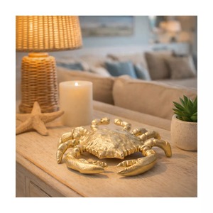 Escultura Metálica Moderna de Cangrejo Costero, Pieza de Arte Decorativa Hecha a Mano para Mesa de Sala de Estar - Product Image 4