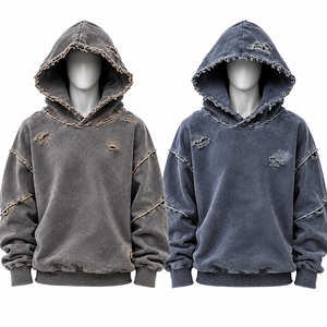 Sudadera con Capucha Extra Grande Unisex de Alta Calidad, 350 g/m², 100% Algodón, Estilo Vintage Lavado, con Costuras Visibles y Efecto Desgastado - Product Image 5