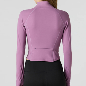 Breathable Plus Size Gym Fitness Zip-Up Yoga Jacket with <b>Thumb</b> <b>Holes</b> Four-Way Stretch Eco-Friendly Active Workout Jacket - Product Image 3