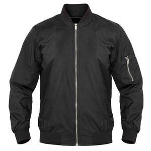 Blouson aviateur personnalisé de grande taille en polyester à fermeture éclair complète en nylon pour la saison d'hiver de couleur noire - Product Image 1