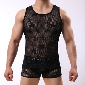 <b>Men's</b> <b>White</b> Knitted Mesh Gym Tank Top Crew Neck Sleeveless Breathable Quick Dry Eco Friendly Vintage Fitness <b>Vest</b> - Product Image 5