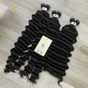 Extensiones de trama Genius de cabello humano virgen directo de fábrica, onda profunda, doble cutícula dibujada, paquete alineado, estilo de onda Natural - Product Image 5