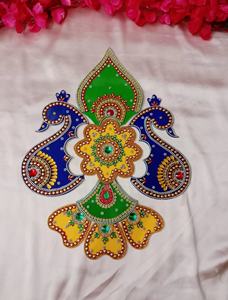 Royal Peacock Shape Acrílico Rangoli Set Regalo de mesa para su decoración del hogar - Product Image 4