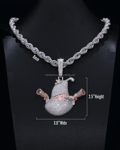 Pendentif 3D au design personnalisé de forme aléatoire en argent sterling massif avec placage à l'or rose et diamant Moissanite de qualité VVS - Product Image 4