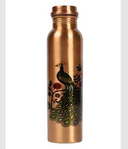Botella de Agua de Cobre con Diseño de Pavo Real, Clásica, de Doble Pared, Ecológica, de Gran Capacidad, Portátil, para Viajes - Product Image 1