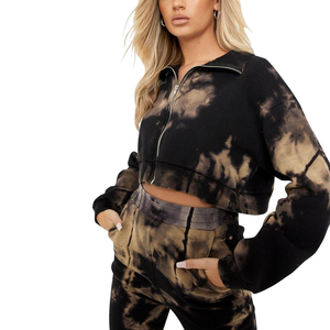 Custom Acid Wash Distressed <b>Sweatsuit</b> Two Piece Sets Best Manufacture And Supplier Hoodie and Sweatpants Set <b>For</b> Ladies - Product Image 6