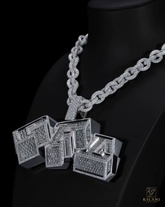 Hip Hop Logo Jewelry Mens Iced Out Custom Letter <b>Pendant</b> 925 Sterling <b>Silver</b> VVS Moissanite Diamond Name <b>Initial</b> Logo <b>Pendant</b> - Product Image 4