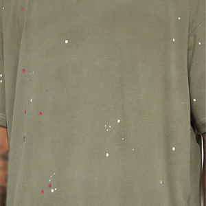 T-shirts personnalisés surdimensionnés à col rond en coton pour hommes, style vintage éclaboussures de peinture, streetwear, manches courtes, fournisseur en gros aux États-Unis - Product Image 3
