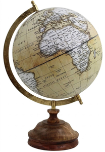 Globe terrestre vintage de style antique avec cadre en laiton, carte géographique classique, décoration de bureau pour bibliothèque, bureau d'étude - Product Image 4