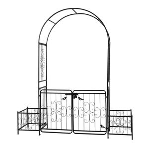 7.2ft noir fer jardin mariage arc extérieur décoratif arqué porte supérieure 16mm Tubes métal tonnelle treillis planteur boîtes escalade - Product Image 2