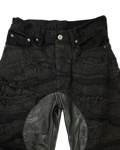 Jean en denim pour homme 2026 de haute qualité, coupe évasée, délavé bleu, avec patchs, effet usé, style streetwear hip-hop Y2K, OEM ODM, en coton - Product Image 5