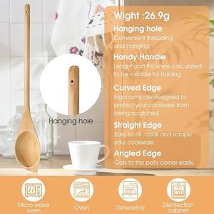 ช้อนชาไม้ทำมือ ผิวเรียบเนียน ช้อนตักน้ำตาลกาแฟ อุปกรณ์ครัวที่ยั่งยืน - Product Image 2