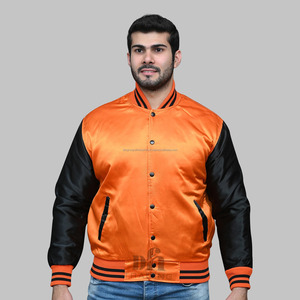 Chaquetas unisex personalizadas de satén al por mayor Varsity Letterman chaquetas de béisbol hombres mujeres MOQ bajo chaqueta de satén a prueba de viento soporte nuevo diseño - Product Image 1