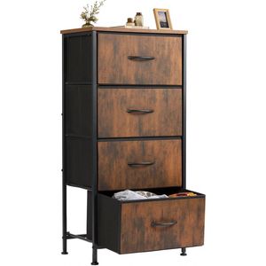 Cassettiera marrone con struttura in acciaio robusta e piano in legno, organizer portaoggetti in tessuto per riporre oggetti sotto il letto - Product Image 1