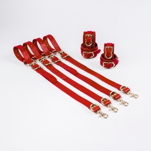 Trendy High Quality Genuine Leather <b>Bed</b> <b>Restraints</b> Bondage Strap Set Adjustable Wrist Ankle Cuffs Customizable Adult Toys OEM - Product Image 1