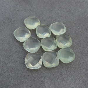 Natural Prehnite Checker Cut Calibrated Briolette <b>Cushion</b> AAA+ Gemstone, Loose Stone for Jewelry Making Custom Sizes Available - Product Image 5