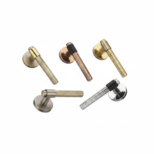 Mortise Door <b>Handle</b> Set Stainless Steel Knurled Design | Antique Graphite Black Z-Black PVD Gold Rose Gold Finish Luxury Door - Product Image 1