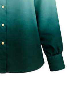 Chemisier décontracté à manches longues boutonné pour femme, dégradé vert menthe à émeraude foncée, idéal pour le bureau, fabrication sur mesure OEM - Product Image 6