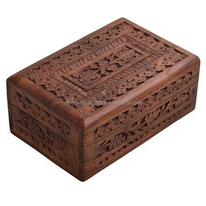 Caja de Joyería Moderna de Madera con Diseño Decorativo para Almacenamiento y Empaque de Joyas, Caja de Madera India con Arte Floral - Product Image 3