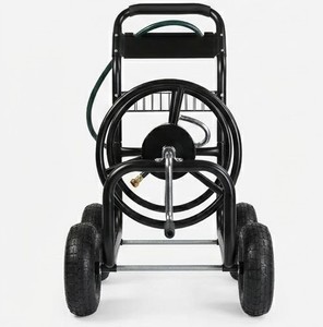 Carro de jardín con carrete para manguera de agua de 200 pies, de hierro, con cuatro ruedas y cesta de almacenamiento, para el cuidado del hogar y del césped, portátil ODGGAD018 - Product Image 2