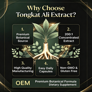 Capsules d'extrait de Tongkat Ali OEM ODM, GMP Halal, 60 capsules végétariennes, sans OGM, sans gluten, complément alimentaire - Product Image 4