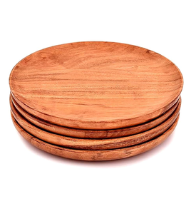 Plato de Madera de Acacia Apto para Lavavajillas, Plato de Madera Grueso Personalizado para Servir Alimentos en Fiestas, Plato de Madera Reutilizable para Vajilla - Product Image 2