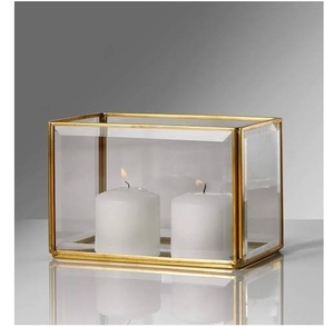 Lanterne décorative nordique en verre et métal doré, élégante, pour bougies - Product Image 6