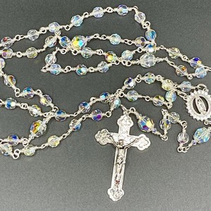 Unique Wire Wrapped Gold Crucifix Charm Lady of Guadalupe Protection Prayer Beads Rosary for First <b>Communion</b> - Product Image 1