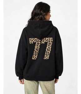Sweat-shirt à capuche en molleton noir pour femme ONETEN, logo au dos, épaules tombantes, pull décontracté - Product Image 2