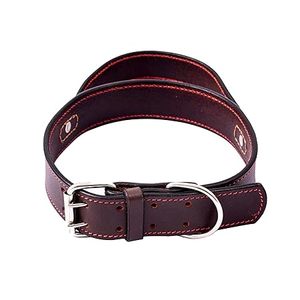 Collier pour chien en cuir premium rembourré avec un design à points fantaisie, boucle en argent poli, cuir de vachette souple rembourré - Product Image 2