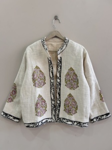Chaqueta india hecha a mano con estampado de bloques para mujer, abrigo vintage de algodón, regalo para ella - Product Image 3