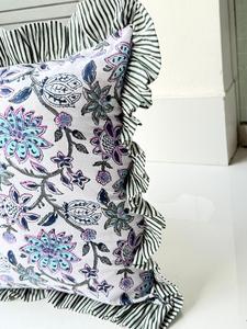 Beautiful Flower Print Cotton Frill Bohemian Pillow Cushion <b>Covers</b> -<b>Sofa</b> <b>Covers</b> Floral Cushion <b>Covers</b> Decorative Pillows - Product Image 4