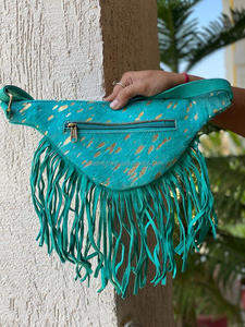 Hand Stitched Cowhide Metallic Fur Leather Hip Bags Multi Color Hip <b>Pockets</b> <b>Belts</b> Waist <b>Pocket</b> <b>Belt</b> Fringe Cow Hair Fringe <b>Belts</b> - Product Image 6