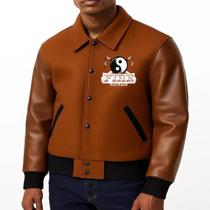 Chaqueta universitaria de cuero de moda, abrigo de alto rendimiento para hombre, chaqueta universitaria con cuello alto para hombre - Product Image 5