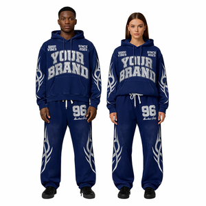 Conjunto de Sudadera con Capucha y Pantalones Deportivos Extra Grandes Ecológicos de Marca Privada, Logotipo Personalizado, Chándal de Algodón Grueso, Fabricante OEM - Product Image 5