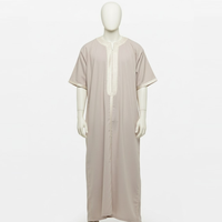 Robe Kaftan Arabe Marocaine pour Hommes, Vêtement Islamique, Broderie en Dentelle, Style Dubaï, Thobe Grande Taille, Coton Respirant Décontracté