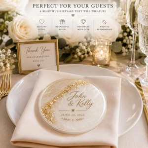 Handmade Personalized <b>Epoxy</b> Resin Square Modern Design 10cm Diameter Wedding Coasters REHMAN CRAFT - Product Image 2