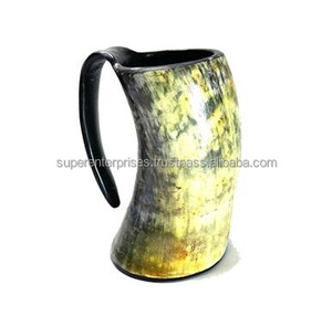 Tasse en corne à finition Antique pour la bière, décoration intérieure, matériau Unique, tasse à boire - Product Image 1