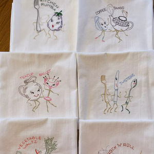 Paño de Cocina Nature4u EK-KT-01 100% Algodón, Secado Rápido, Ecológico, Bordado con Vegetales Bailarines - Product Image 1