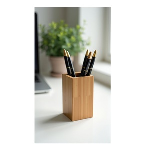 Porte-stylos en bois au design épuré, vente en gros, organisateur de bureau multifonctionnel rond pour crayons, fabricant sur mesure - Product Image 4