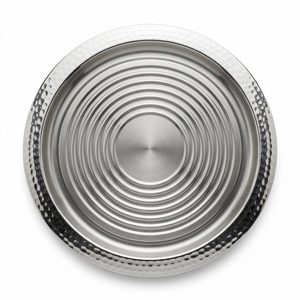 Plato para Asar Hecho a Mano de Acero Inoxidable SS304 de 30 cm con Borde Satinado Brillante, Canal para Jugo y Diseño Acanalado Ashwa para Decoración del Hogar, Cocina, Hotel, Mesa de Boda - Product Image 1