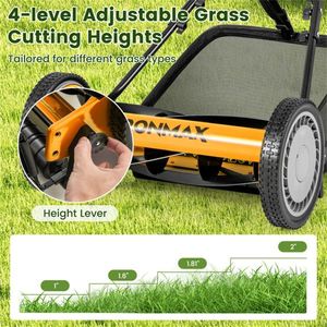 Orange 16-Inch <b>Push</b> Lawn <b>Mower</b> with Grass Catcher Bag - Product Image 3